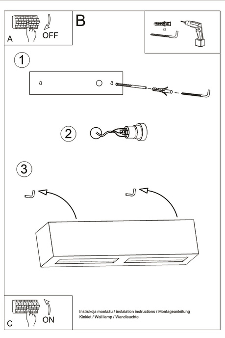 Applique céramique VEGA blanc + 1x ampoule LED E27 3000K Warm 7.5W 620lm