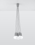 DIEGO 5 lampe suspendue grise + 5x ampoule LED E27 4000K Froid 7,5W 650lm