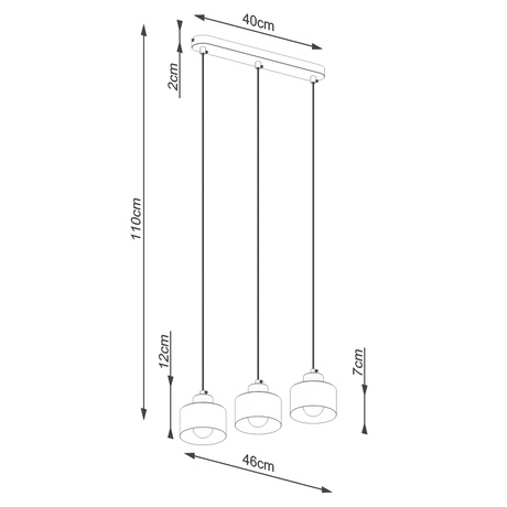 SAVAR 3 lampe suspendue noire + 3x ampoule LED E27 4000K Cold 7,5W 690lm