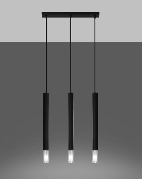 WEZYR 3 lampes suspendues noires + 3x ampoules LED G9 4000K Cold 4,5W 530lm