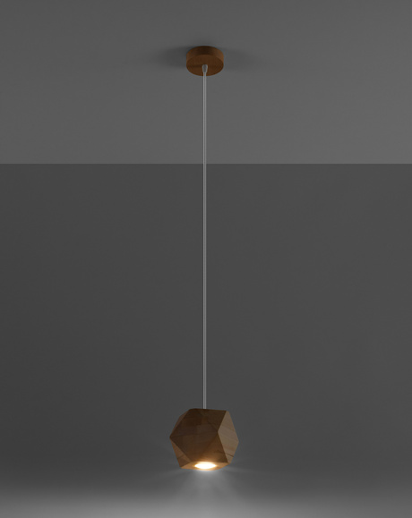 Lampe suspendue WOODY en bois naturel + 1x ampoule LED GU-10 4000K froide 7W 630lm