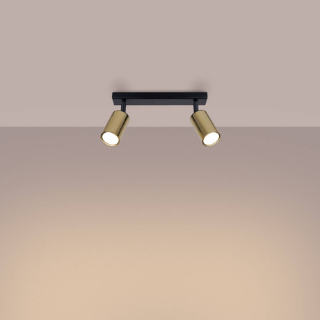 Plafond WINX 2 noir/doré + 2x ampoule LED GU-10 4000K froid 7W 530lm