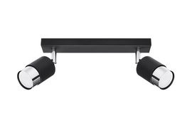 Plafond NERO 2 noir/chrome + 2x ampoule LED GU-10 4000K froid 7W 630lm