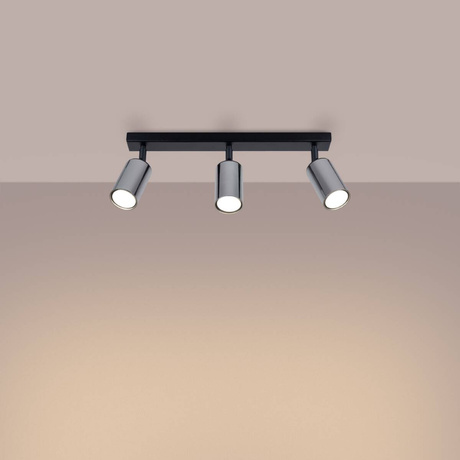 Plafond WINX 3 noir/chrome + 3x ampoule LED GU-10 4000K froid 7W 530lm