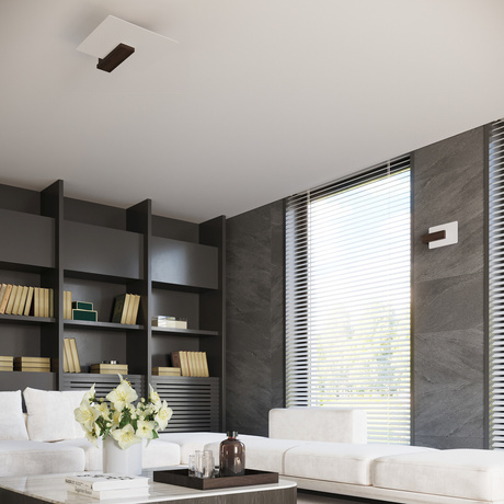 Plafond LAPPO wengé + 2x ampoule LED E27 4000K Froid 7.5W 650lm