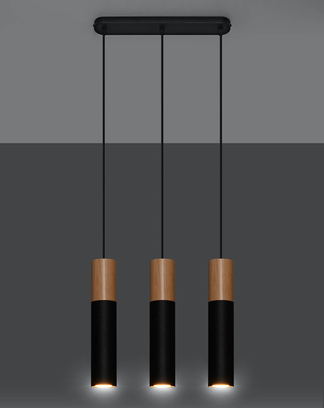 PABLO 3 lampe suspendue noire + 3x GU-10 3000K Warm 7W LED bulb 620lm