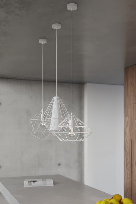 DEMI lampe suspendue blanche + 1x ampoule LED E27 4000K froide 7,5W 650lm