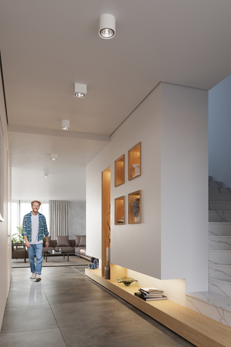 SEIDA plafond céramique blanc + 1x ampoule LED GU10 AR111 3000K Warm 10W 800lm