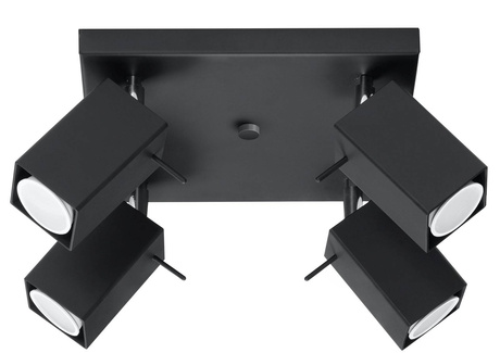 Plafond MERIDA 4 noir + 4x ampoule LED GU-10 4000K froid 7W 630lm