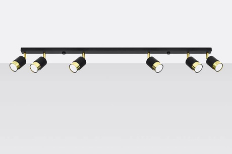 Plafond NERO 6 noir/doré + 6x ampoule LED GU-10 4000K froid 7W 630lm