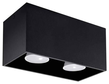Plafond QUAD MAXI noir + 2x ampoule LED GU-10 4000K Froid 7W 630lm