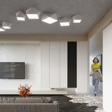 Plafond HEXA 45 BLANC + 3x ampoule LED E27 3000K Warm 7.5W 620lm