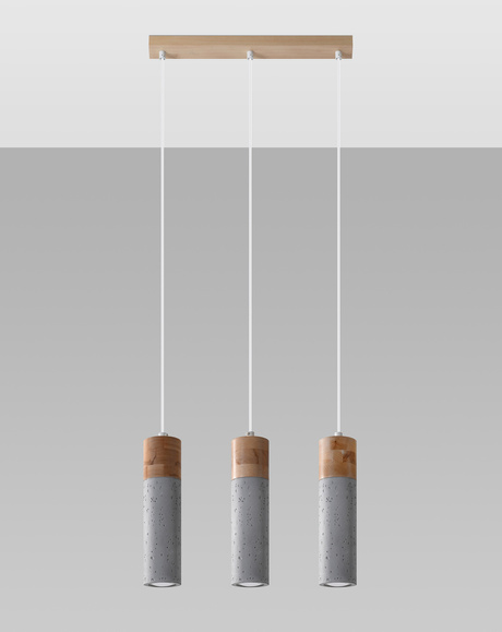 ZANE 3 lampe suspendue grise + 3x ampoule LED GU-10 4000K Cold 7W 630lm