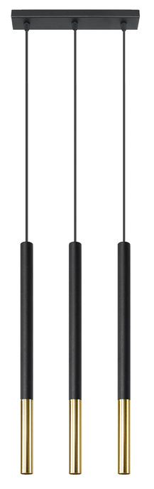 MOZAICA Lampe suspendue 3L noir/doré + 3x ampoule LED G9 4000K froide 4,5W 530lm