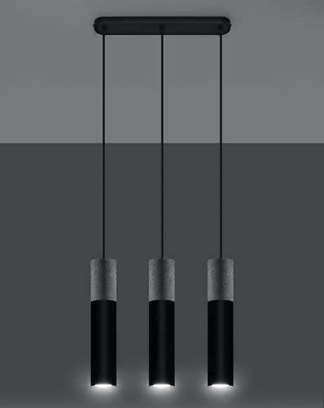 Lampe suspendue BORGIO 3 noir + 3x ampoule LED GU-10 4000K Froid 7W 630lm