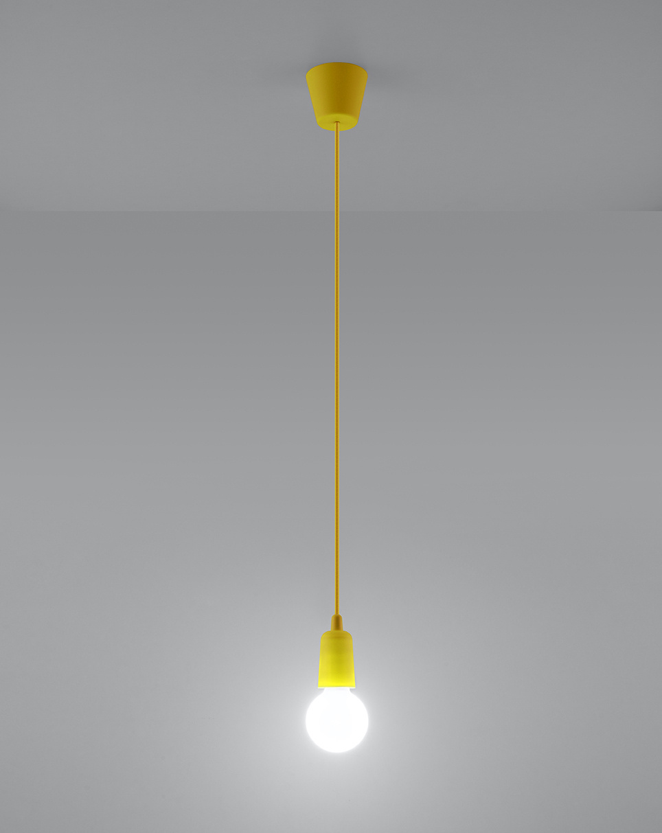 DIEGO 1 lampe suspendue jaune + 1x ampoule LED E27 3000K Warm 7,5W 620lm