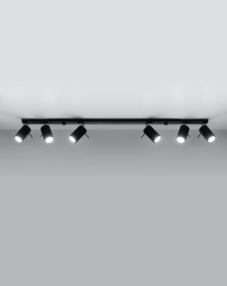 Plafond RING 6L noir + 6x ampoule LED GU-10 3000K Warm 7W 620lm