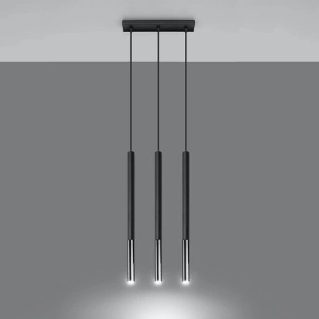 Lampe suspendue MOZAICA 3L noir/chrome