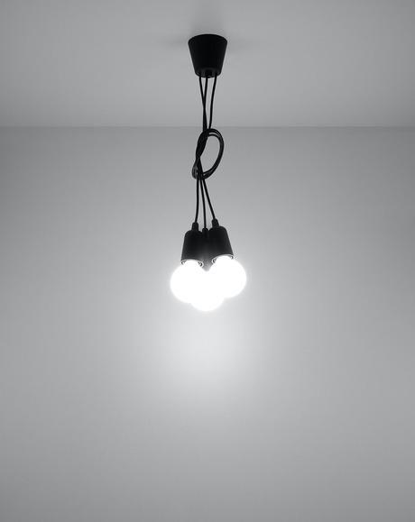 DIEGO 3 lampe suspendue noire + 3x ampoule LED E27 4000K Cold 7,5W 650lm