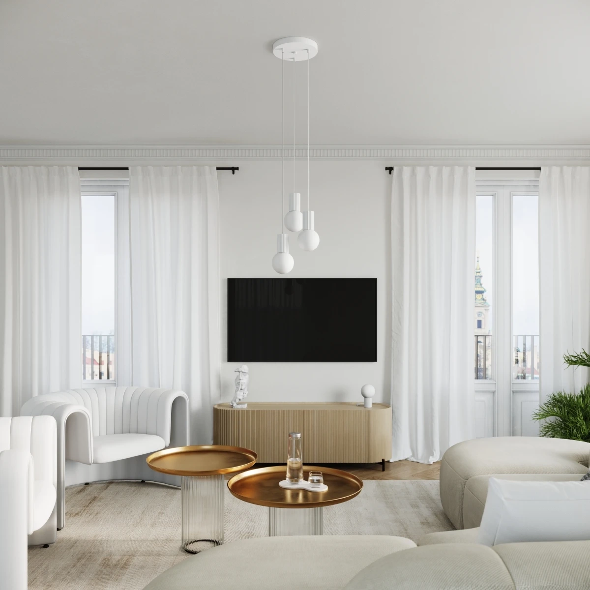 Lampe suspendue HALO 3P blanc