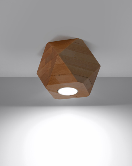Plafond WOODY 1 bois naturel + 1x ampoule LED GU-10 3000K Warm 7W 620lm