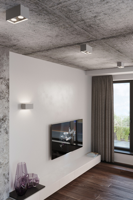Plafond QUAD MAXI gris + 2x ampoule LED GU-10 3000K Warm 7W 620lm