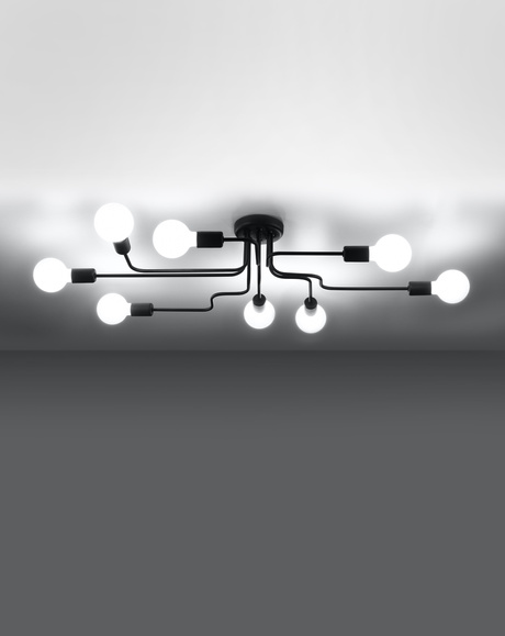 Lustre VECTOR 8 noir + 8x ampoule LED E27 3000K Warm 7.5W 620lm