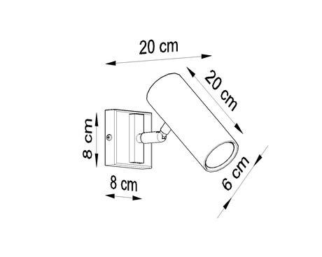 Applique DIREZIONE noire + 1x ampoule LED GU-10 3000K Warm 7W 620lm