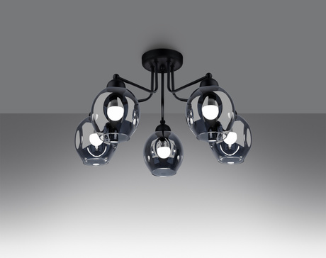 Lustre FILLAN 5 noir + 5x ampoule LED E27 4000K Froid 7,5W 690lm
