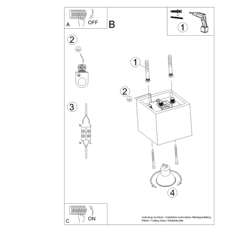 Plafonnier QUAD 1 or
