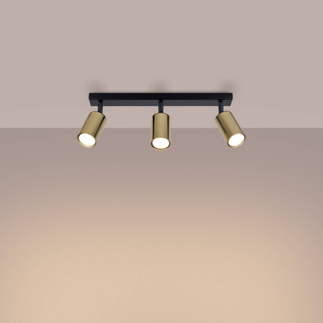 Plafond WINX 3 noir/doré + 3x ampoule LED GU-10 4000K froid 7W 530lm