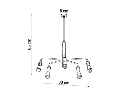 Lustre DUOMO 5 + 5x ampoule LED E27 4000K Froid 7.5W 650lm