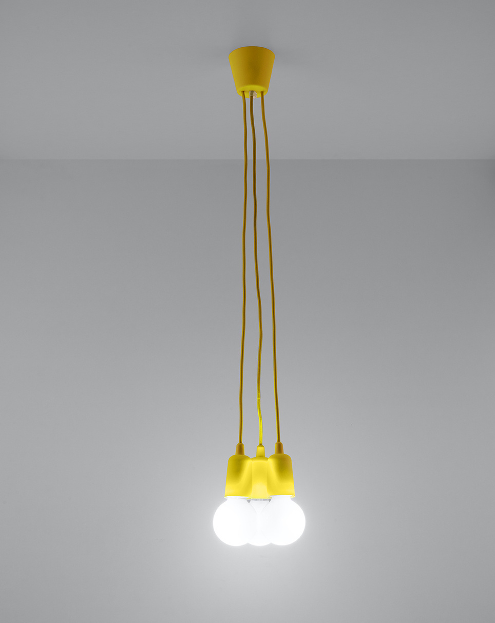 DIEGO 3 lampe suspendue jaune + 3x ampoule LED E27 3000K Warm 7,5W 620lm