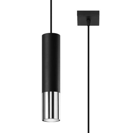 Lampe suspendue LOOPEZ 1 noir/chrome