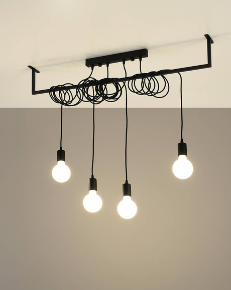 Lustre SALAMANCA 4 noir + 4x ampoule LED E27 4000K Froid 7.5W 650lm