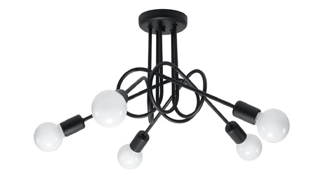 Lustre SUPEŁ 5 noir + 5x ampoule LED E27 4000K froid 7,5W 650lm