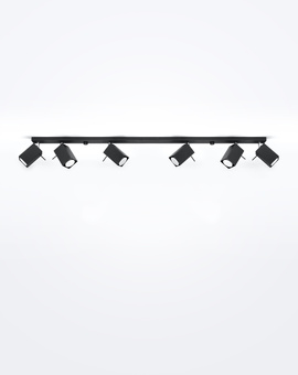 Plafond MERIDA 6L noir + 6x ampoule LED GU-10 3000K Warm 7W 620lm