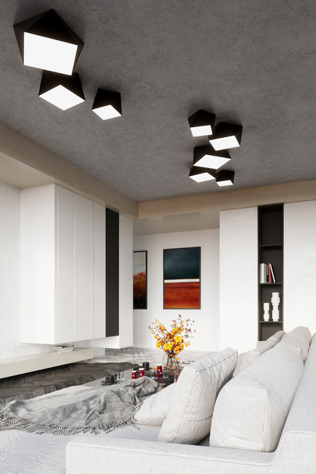 Plafond HEXA 45 BLACK + 3x ampoule LED E27 3000K Warm 7.5W 620lm
