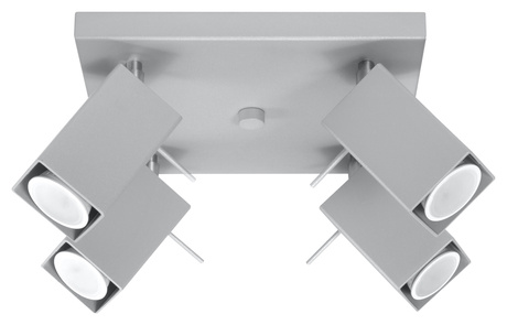 Plafond MERIDA 4 gris + 4x ampoule LED GU-10 3000K Warm 7W 620lm