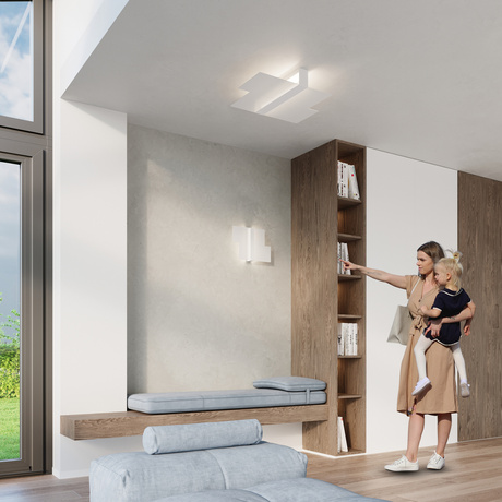 Plafond MASSIMO blanc + 2x ampoule LED E27 3000K Warm 7.5W 620lm