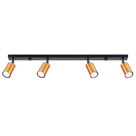 Plafond WINX 4L noir/cuivre + 4x ampoule LED GU-10 4000K froid 7W 530lm