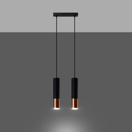 Lampe suspendue LOOPEZ 2 noir/cuivre