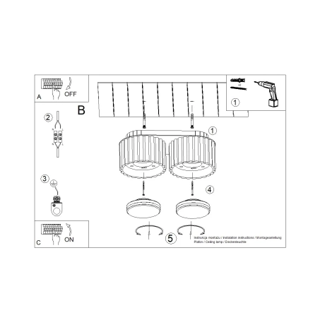 Plafonnier AURA 2 bordeaux Gx53