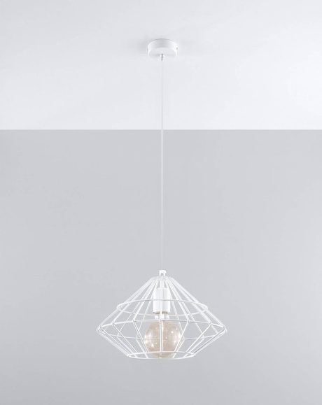 Lampe suspendue UMBERTO blanche + 1x ampoule LED E27 4000K froide 7,5W 650lm