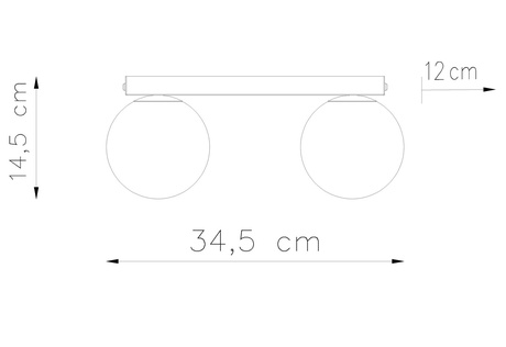 Plafond YOLI 2 noir + 2x ampoule LED G9 3000K Warm 4.5W 450lm