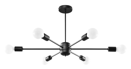 Lustre LANGO 6 noir + 6x ampoule LED E27 4000K Froid 7,5W 650lm