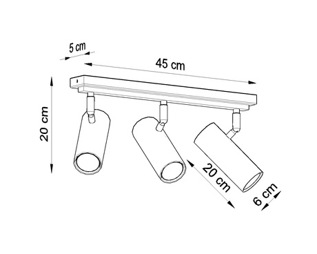 Plafond DIREZIONE 3 blanc + 3x ampoule LED GU-10 3000K Warm 7W 620lm
