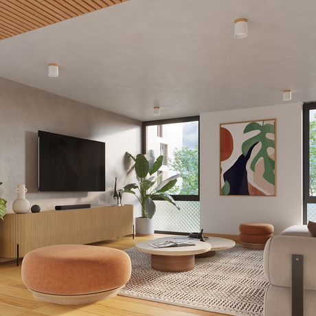 Plafond RIF blanc + 1x ampoule LED GU-10 3000K Warm 7W 510lm