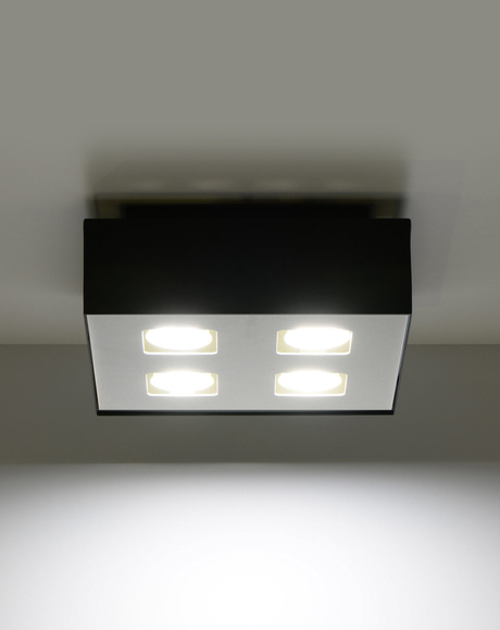 Plafond MONO 4 noir + 4x ampoule LED GU-10 3000K Warm 7W 620lm