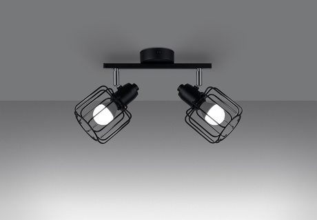 BELUCI 2 plafond noir + 2x ampoule LED E14 3000K Warm 7.5W 620lm